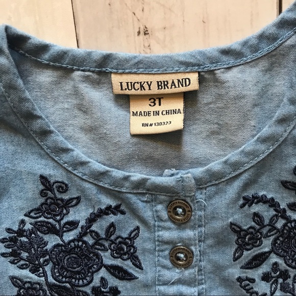 Lucky Brand Long Sleeve Denim Toddler Girl Top 3T - Picture 3 of 8
